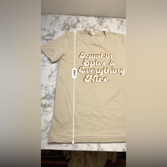 Pumpkin spice & everything nice cream lightweight casual tee shirt size small - Picture 9 of 14